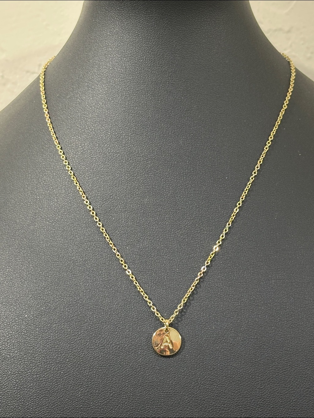 Dainty Gold Tone Initial "A" Coin Pendant Necklace